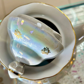 Кофейный сервиз Коростенский ФЗ 1990гг. Тонкий фарфор, люстр, позолота. Цена за 15пр. Картинка 7